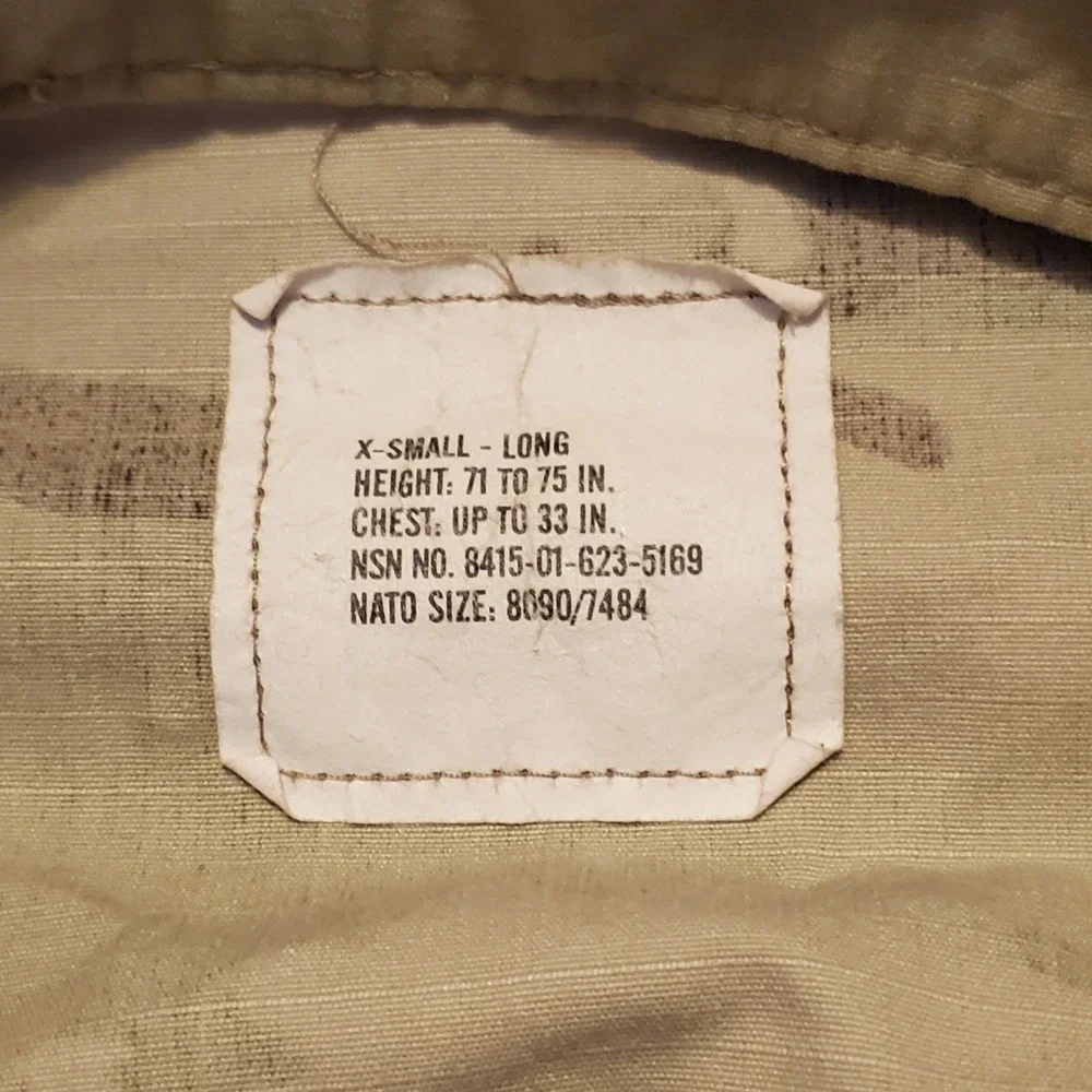 US Army Combat Jacket Men X Small‎ Long Camouflage Insect Guard Military